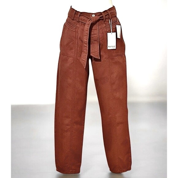 NEW Kensie Jeans High Rise Straight Leg Rust Orange Mom Fashion Juniors Size 8 - Picture 1 of 12